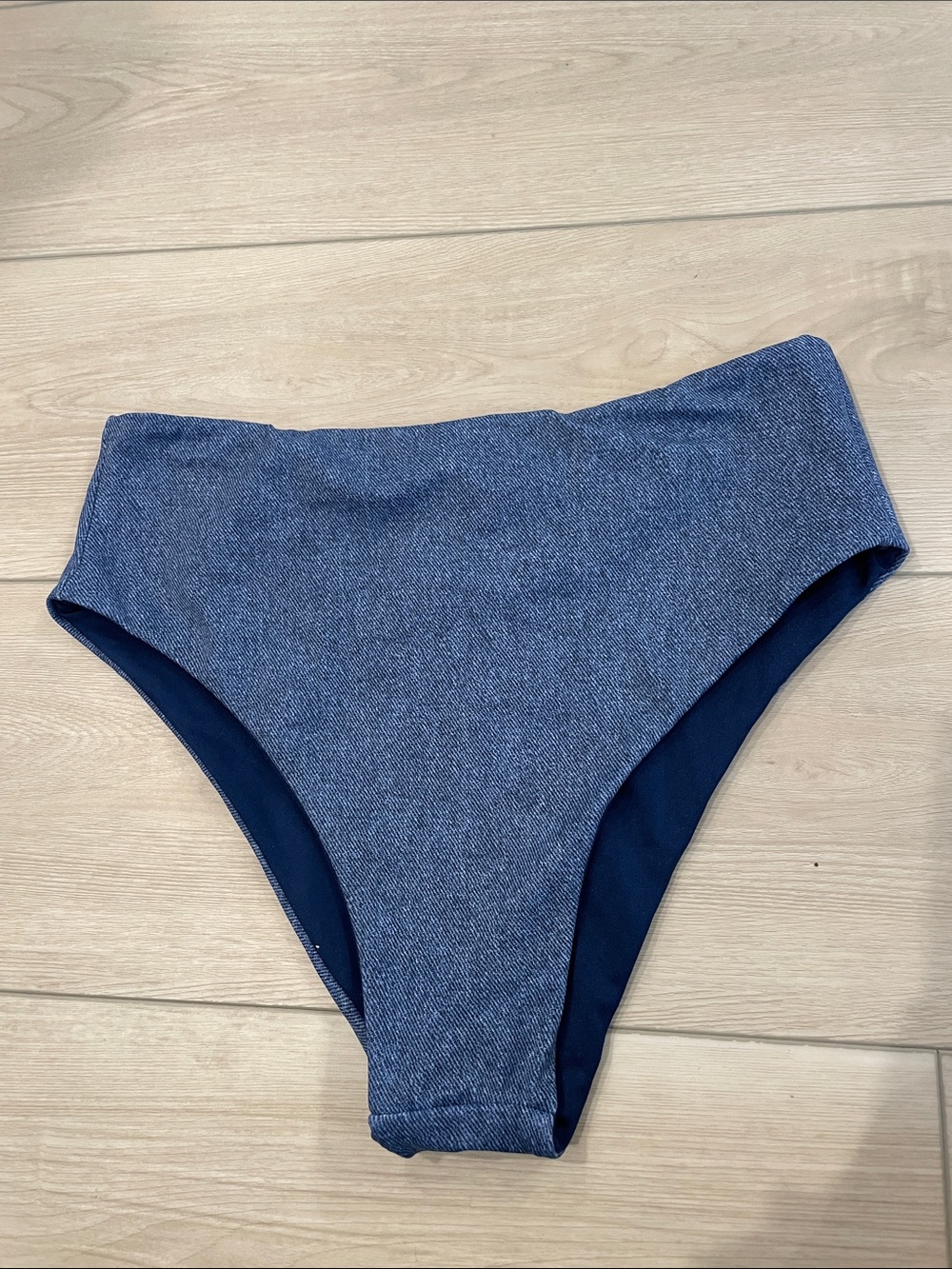 High-Rise Women’s Bikini Bottoms in Denim Blue
